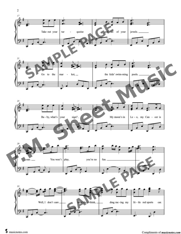 Chemtrails Over the Country Club (Intermediate Piano) By Lana Del Rey ...
